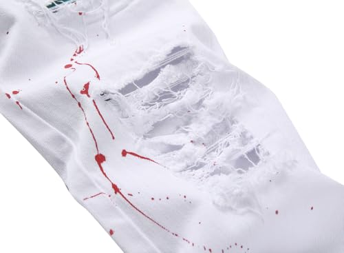 Image of Men's Ripped Slim Fit Jeans Straight Leg Denim Pants