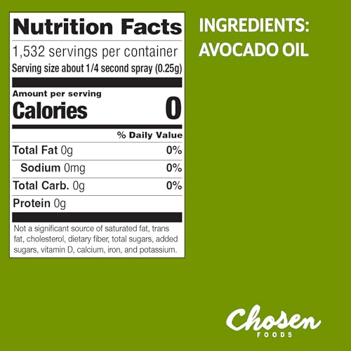 image for Chosen Foods 100% Pure Avocado Oil Spray, Keto Diet Friendly, Kosher C