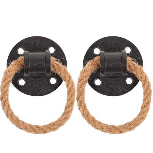 GALPADA Tirador de Puerta Vintage de Cuerda Negra Manija para Armario y Cajón Anillo de Tirador Ajustable para Cocina y Dormitorio 2 Unidades