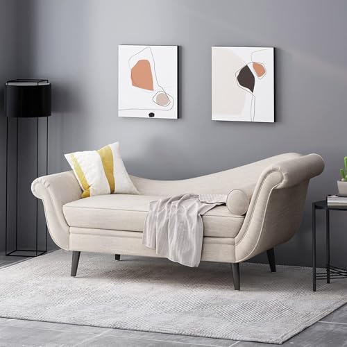 Image of Lazy Couch and Reclining Sofa /Recliner Chaise Longue /Fabric recliners /for Bedroom /Living Room /Office Reception Recliner Lounge Sofa and Armchair (Beige 2)
