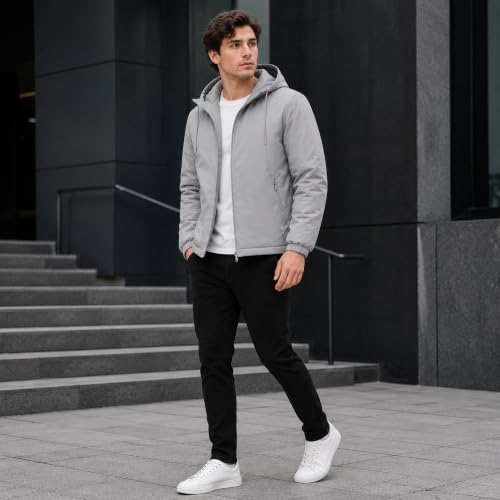 Image of MIA FASHION Men's Hooded Waterproof Rain Jacket Lightweight Wind Resistant Jacket with Zipper Pockets for Bike Riding, Travel & Outdoor Use
