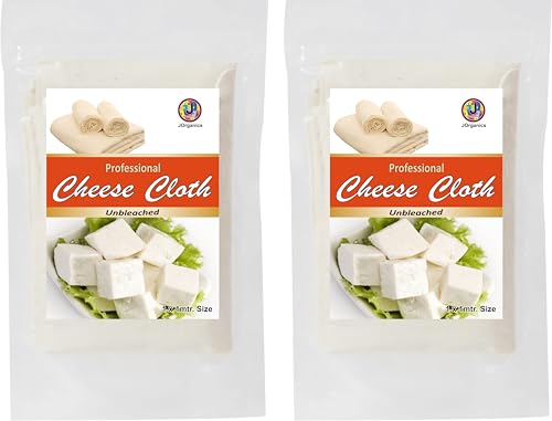 Image of Cheesecloth Yard Unbleached 100% Cotton Fabric Reusable Ultra Fine Muslin Cloth for Straining,Cooking,Cheesemaking,Baking 1X1 Meter Pack of 2