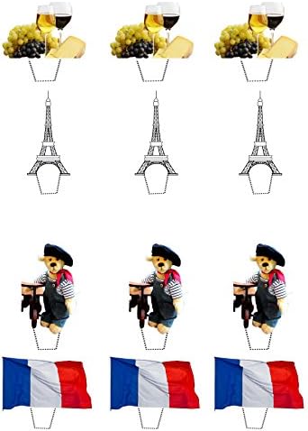 Made4You France Fun Pack, Edible Cupcake Toppers - Stand-up Wafer Cake Decorations (Pack of 12)