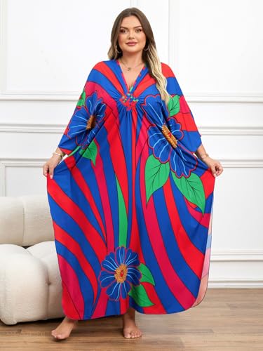 Image of Kaftan Dress for Women - Plus Size Caftan Maxi Beach Dress Moo Moos Loungewear, Swimsuit Cover Up for Beach, Pool or Vacation
