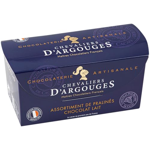 CHEVALIERS D'ARGOUGES Maîtres Chocolatiers Français - Assortiment de pralinés chocolat lait 33% - Ballotin Dégustation 185g