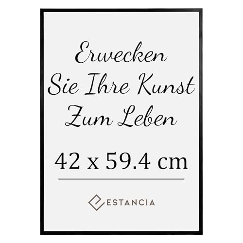Estancia Schwarzer Bilderrahmen aus Kiefernholz 42x59 4 cm (A2) mit Bruchsicherem Acrylglas | Moderner 42 x 59 4 cm Holz-Bilderrahmen Din A2