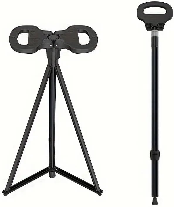 ALBAWADI Portable Folding Walking Stick with Lightweight Chair Seat Trekking Poles For Camping,Hiking