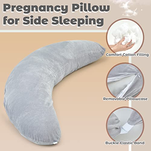 Wesiti Pregnancy Pillows For Side Sleeping, C Shaped Body Pillow Maternity Pillow With Removable Cover For Pregnant Women Adults Belly Head Back Support Sleep Nursing,50.4 X 8.7 X 7.9 Inches, Gray #TOP2