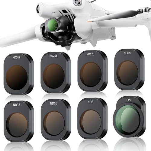 8 Pack ND CPL Filter Set for DJI Mini 4 Pro Fly More Combo Mini 4 Pro ND8 ND16 ND32 ND64 ND128 ND256 ND512 Circular Polarizing Filters Folding Drone Neutral Density CPL Lens Glass(Only for Mini4pro)