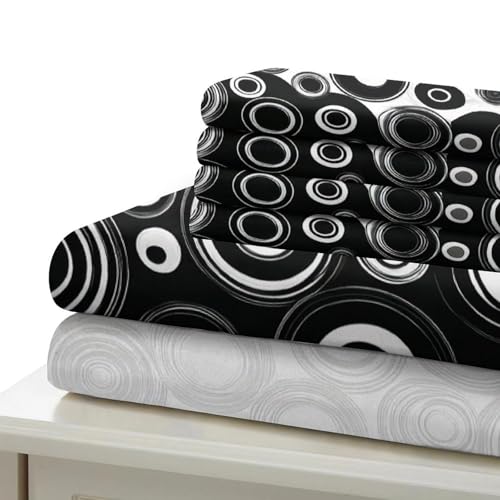 Parure de lit microfbre cercles abstraits housse couette 135x200cm