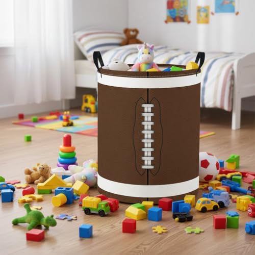 Image of Baby Laundry Basket Baby Nursery Hamper Kids Laundry Basket Toy Storage Bin for Boys Room Decor Gift Baskets for Bedroom Bathroom(Football)