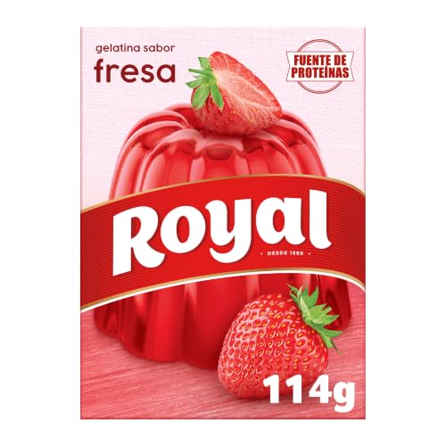 Royal Gelatina Sabor Fresa, Preparado en Polvo 10 Raciones, Pack 2 x 57 g - 114 g