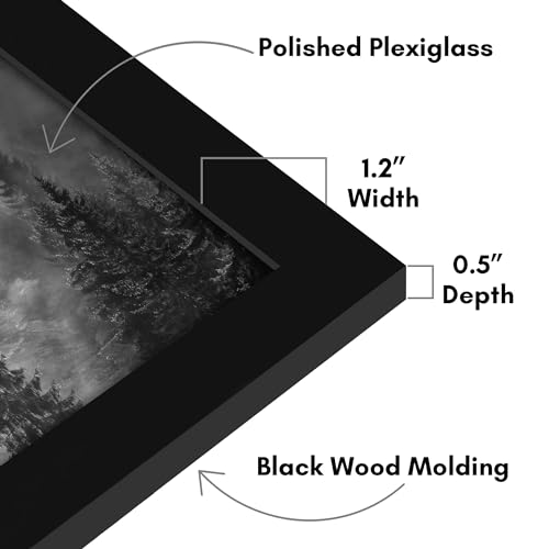 Americanflat 21x29 Picture Frame with Polished Plexiglass - Black Picture Frame - Wide Photo Frames Made of Engineered Wood for Vertical or Horizontal Wall Display - Epic Collection - Black