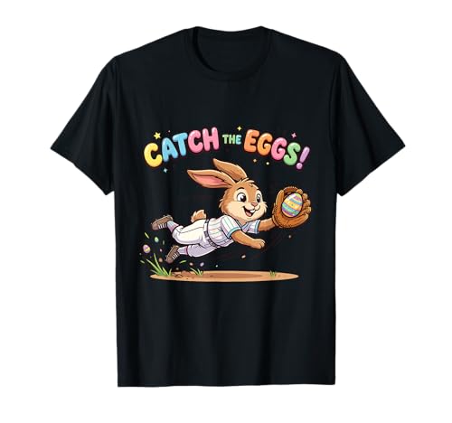 Funny Easter Bunny Catch Eggs Boys T-Shirt