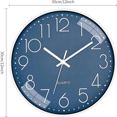 Image of TEKCOOL Plastic Digital Wall Clock 12 inch Silent Quartz Decorative Non-Ticking Classic Clock Battery Operated Round Easy to Read for Room /Home /Kitchen /Bedroom /Office /School- (Cerulean);