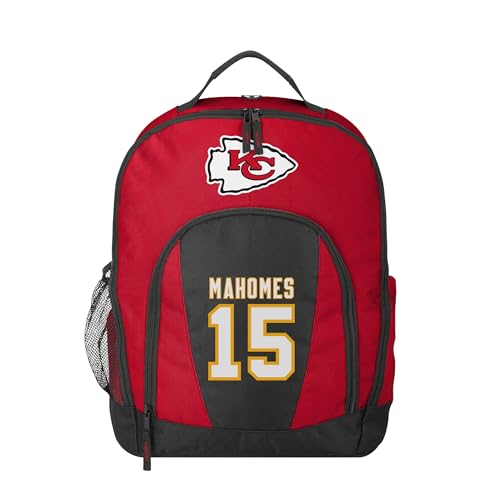 FOCO - NFL Youth Size Team Logo Striped Backpack - Ages 6-12 Years Old (Patrick Mahomes - Kansas City Chiefs)