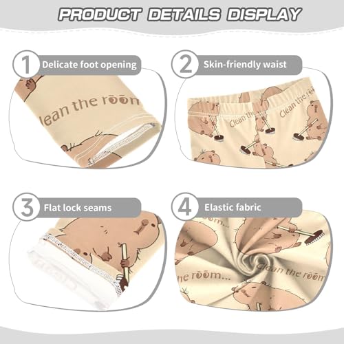 ALAZA Girls' Leggings Children's Yoga Pants Skinny Printed Dance Capybara Mopping Comfortable 4T2