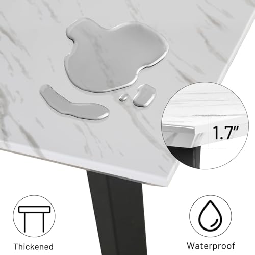 FurnitureR 150 cm Rectangular White Marble Effect top and Black Legs, 4-6 seat Table for Dining, Living Room, Kitchen, Cafe, 150x80x74cm - Image 6
