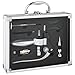 Price comparison product image 6 piece professional sommelier set in an aluminium case: Stainless steel professional corkscrew, foil cutter, wine thermometer, wine saver, wine pour, spare spiral.