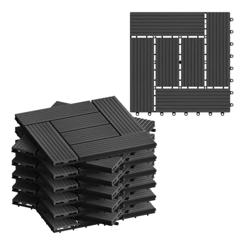 WOLTU 11 x Pavimentazione Esterna WPC ad Incastro 30x30cm,Antracite