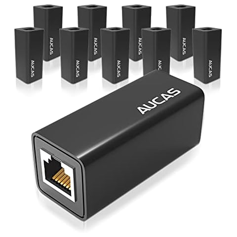 AUCAS Cat6A RJ45 FTP Galvanized Modular Adapter (1 Way) Network Cable Extension Connector Network Splitter Adapter 8P8C Network Modular Plug Lightning Protection (10 pcs/lot) Cover