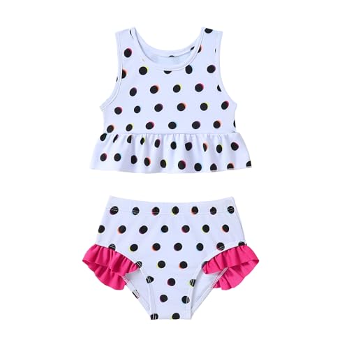 Image of Baby Swimsuit Girl Two Piece Bathing Suit Toddler Girls Summer Beach Ruffle Tankini Swimwear 1-7Y