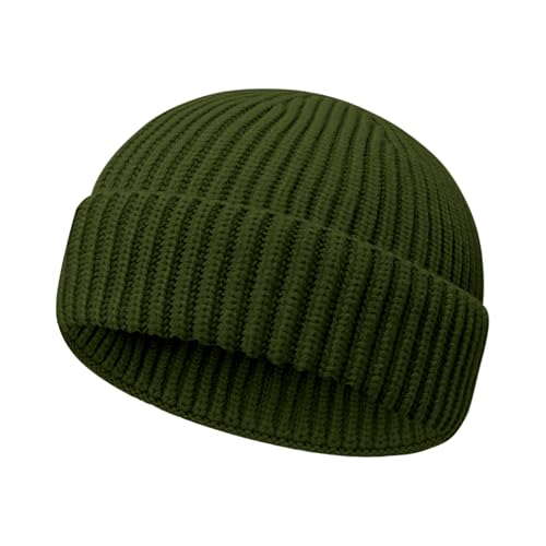 Image of Wool Fisherman Beanies for Men Women Short Cuff Knit Beanie Winter Warm Hats Trawler Hat Stylish Watch Cap
