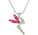 DianaL Boutique Silvertone Pink Fairy Tail Tinkerbell Pendant Necklace Gift Boxed Tinker Bell Fashion Jewelry for Women Teens Girls