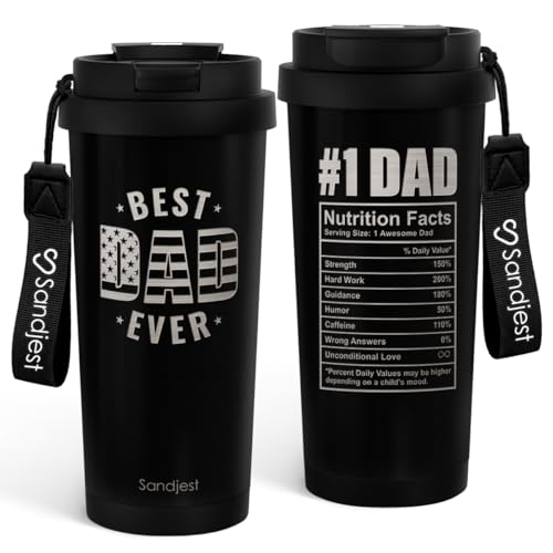 SANDJEST Dad Gift from Son Daughter, Stainless Steel 2-in-1 Lid