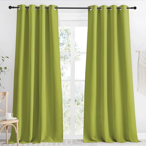 NICETOWN Blackout Curtain 118 inch Long, Fresh Green, W55 x L118, 1 Panel, Thermal Insulated Window Treatment with Grommet Room Darkening Thermal Insulated Panel for Bedroom/Living Room