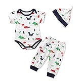 Un conjunto de 3 piezas: Romper + pant + hat, encaja conjunto de cadena corta de verano para bebés de 0-24 meses.