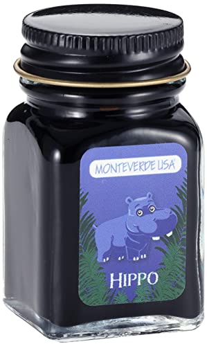 Image of Monteverde Jungle Fountain Pen Ink, 30ml, Hippo (Purple) | Animal-inspired fountain pen ink with bold color, smooth flow, and creative writing personality.