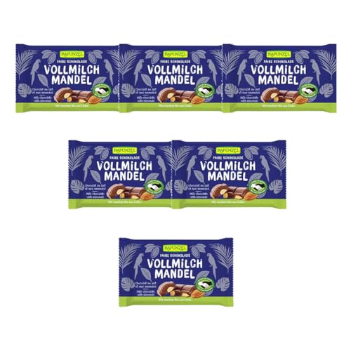 Rapunzel Vollmilch Schokolade mit ganzen Mandeln HIH, 6er Pack (6 x 100 g) - Bio