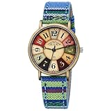 Gosasa Creative Multicolor Watch for Women Woven Strap Fashion Rainbow Pattern Women's Watches Boho Hippie Watch Casual Style Wonderful Ladies Gift (Green)