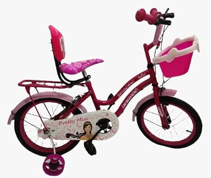 Kross Pretty Miss16T Single Speed Cycle | Basket Bicycle |Training Wheel | Carrier |Children Sports Bike | Pink | Ideal for 4-6 Years | 90% Assembled