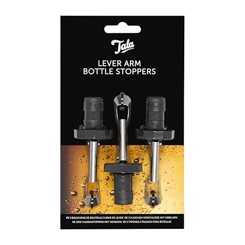 Tala Barware Lever Arm 3 Bottle Stoppers, Set of 3 Expanding Plug Style Stoppers which Create a Leak Proof Vacuum Seal, Keeping Drinks Fresher for Longer