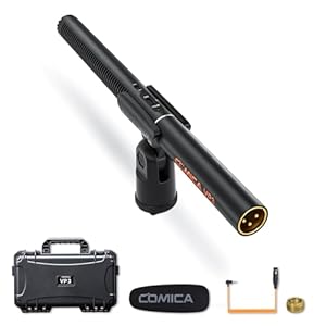 COMICA VP3 XLR Shotgun Microphone with Ultra Low Self-Noise, High-Pass Filter, Dual Power Supply, Professional Super Cardioid Condenser Mic for Camera Video Recording, Filmmaking, Live Streaming