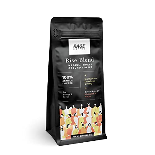 Rage Coffee Rise Blend Ground Coffee Powder – Medium Roast, 250 Gms (Home Strainer)