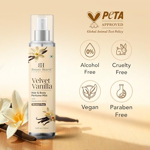 Botanic Hearth Velvet Vanilla Hair Spray & Body Perfume Mist 100 ml | With Hyaluronic Acid Alcohol-Free Formula Long-Lasting Vanilla Fragrance Leave-in Spray | For Women & Men - Image 6