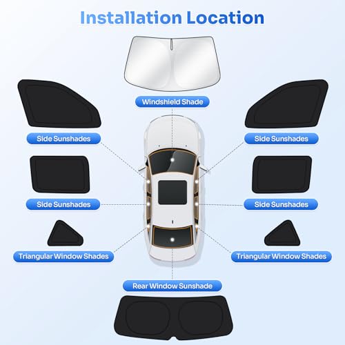 Image of Canvcle Window Shades for 2015-2021 Volkswagen VW E-Golf /Golf GTI /R Accessories Windshield Sun Shade Side Rear Window Covers Sunshade Sun Visor Shield Privacy Protection for Camping Black 8PCS