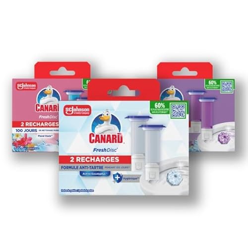 Canard Fresh Disc Recharges MultiParfums – Bloc Sans Cage Nettoyant WC – 6 Recharges