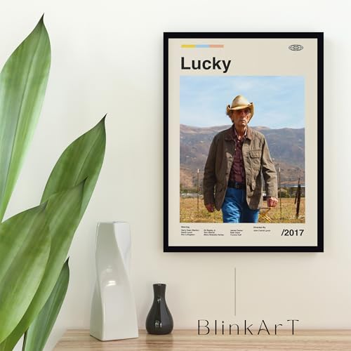Image of BLINKART Lucky Vintage Movie Poster Frame 8x12 Inch | Premium 300 GSM Paper Wall Print | Mid Century Vintage Film Artwork for Home, Bedroom, Living Room, Office | Framed Photo Decor