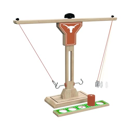 Wild Sports NCAA Texas Longhorns Wooden Ring Swing Battle - Head-to-Head Ring Toss Hook & Ring Game for College Football Fans