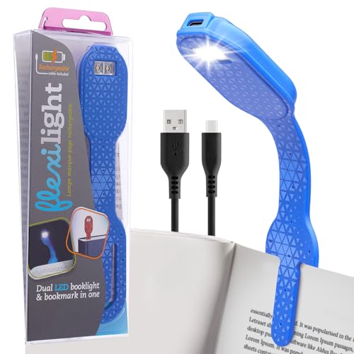 Gifts for Readers & Writers Flexilight USB Rechargeable 2-in-1 LED Reading Light | Bookmark & Clip-On Book Light | Reading Lamp for Children & Adults | Book Torch | Essential Book Accessories