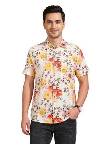 Image of Yash Gallery Men's Cotton Warli Print Shirt Collar Regular Shirt