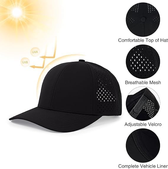 Custom Embroidered Logo Waterproof Baseball Cap Mesh Running Cap Breathable Quick Dry Outdoor Fitted Hats for Men Women - Image 3