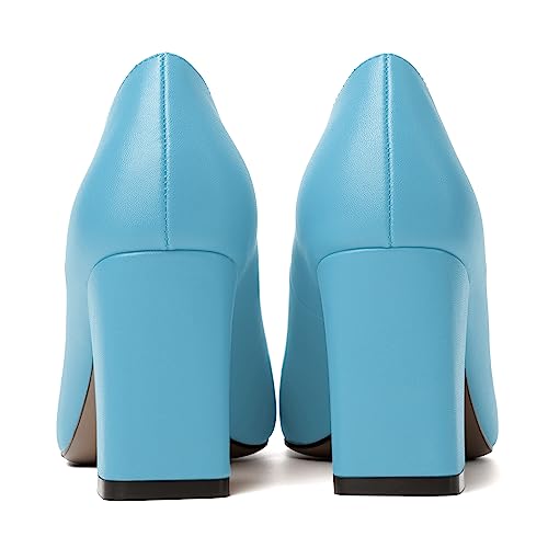 Image of MODENCOCO Womens Sexy Formal Matte Slip On Square Toe Work Block High Heel Loafers Shoes 3.5 Inch