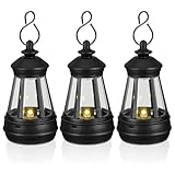 Tofficu 3 Stück pack Kleine Solar Hängelaternen aus Robustem Kunststoff Automatische LED...