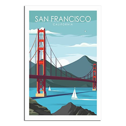 YONGCAI San Francisco Golden Gate Bridge Poster vintage sur toile pour décoration d'intérieur