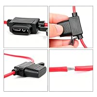 Gebildet 5pcs 16AWG Sicherungshalter mit Draht für KFZ LKW, 32V 20A Inline Flachsicherung Wasserdicht Halter, mit 6-teiligen Standard Mittel Flachsicherungen (3A /5A /7.5A /10A /15A /20A) – Ansicht 3